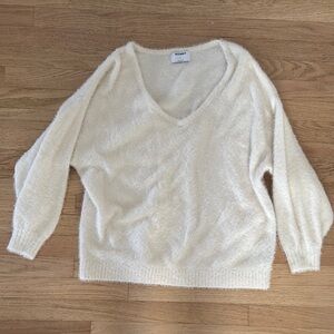 Old Navy Cream V-Neck Sweater Plush Knit